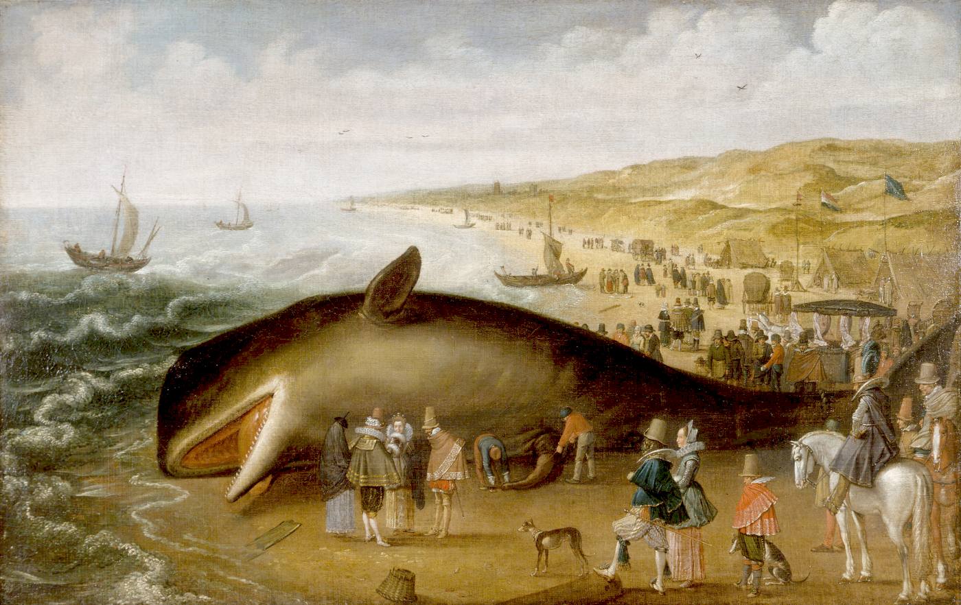 1617 beaching of a whale Esaias van de Velde, New Bedford Whaling Museum